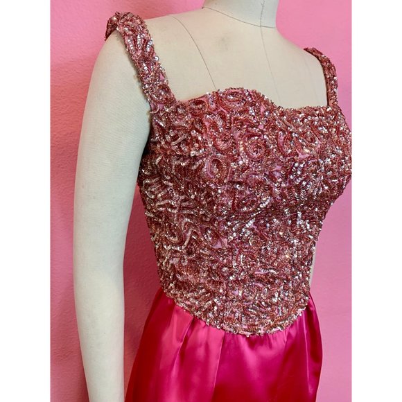 Vintage 1960s Designer Emma Domb Hot Pink Gown Med - Picture 5 of 10